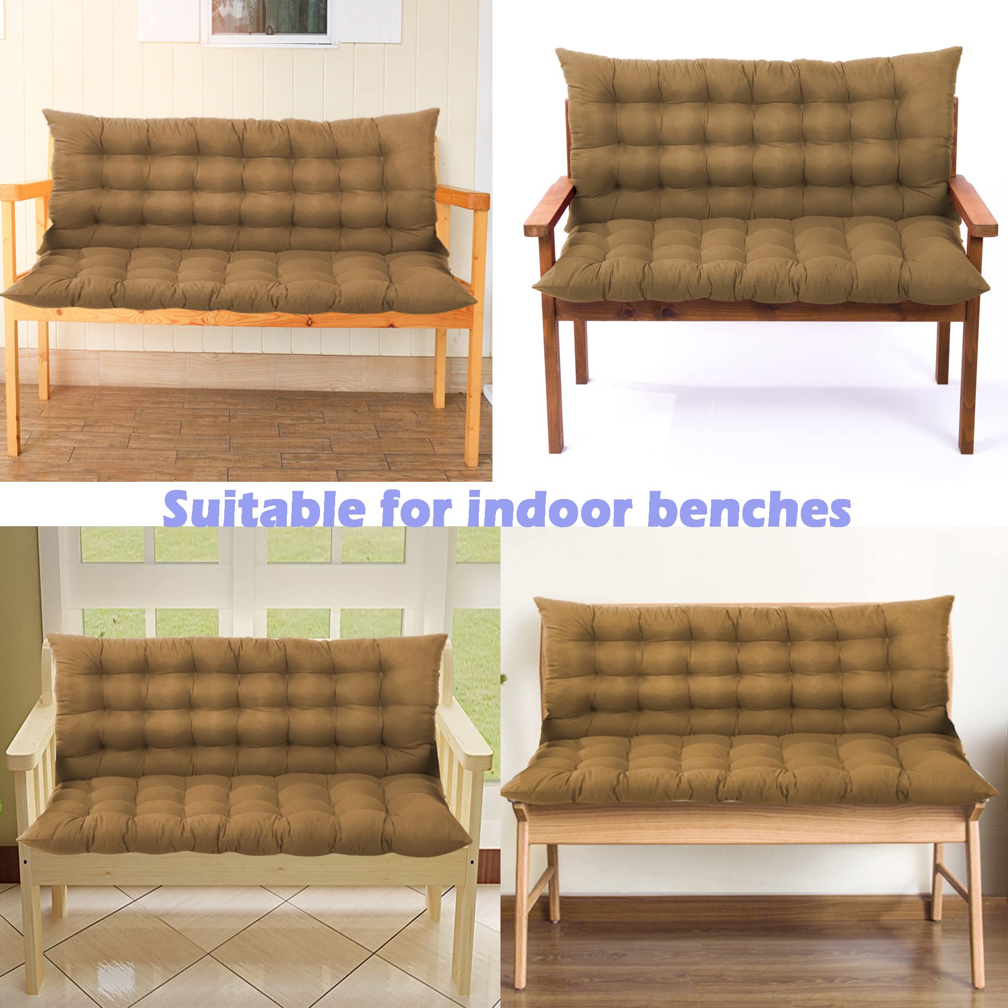 Set di cuscini spessi con schienale, per panca a 2 o 3 posti, morbido cuscino per mobili da interni, per divanetto, 100 x 100 x 8 cm, colore cachi