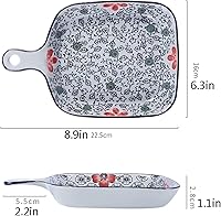 Vista 2 de Plato grande para hornear de porcelana, bandeja cuadrada única para lasaña de pasta, plato pequeño con un solo mango, juego de 3 platos para hornear