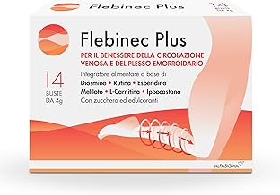 Flebinec Plus, Integratore Alimentare per Mantenere il Tono Venoso e per Drenare ed Equilibrare il Flusso di Sangue All'Interno del Microcircolo, 14 Bustine da Sciogliere in Acqua