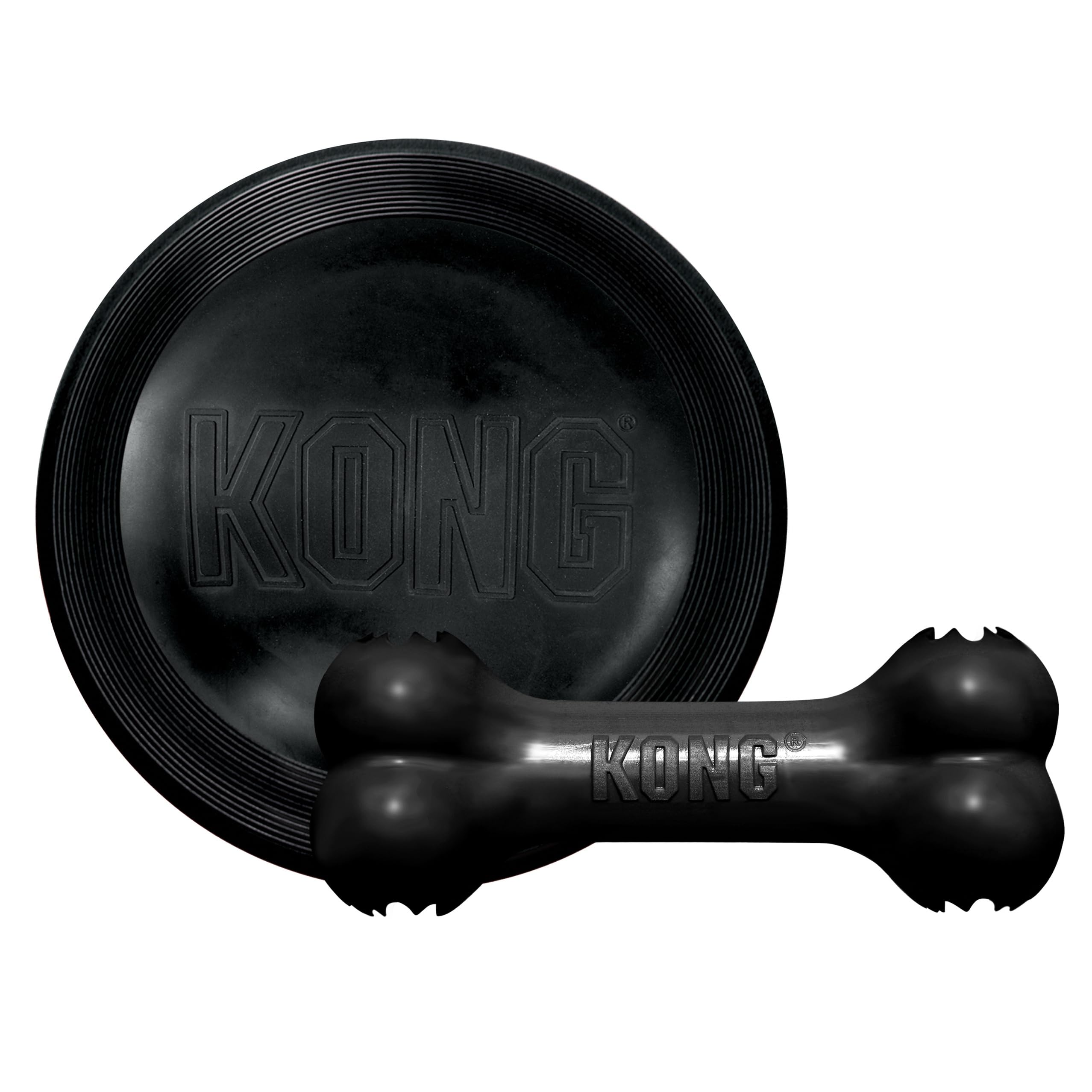 Extreme Flyer & Extreme Goodie Bone - Supports Healthy Exercise - Soft Disc & Stuffable Dog Chew Toy - Durable Flying Disc Toy with Rebound - Durable Rubber - for Large Dogs