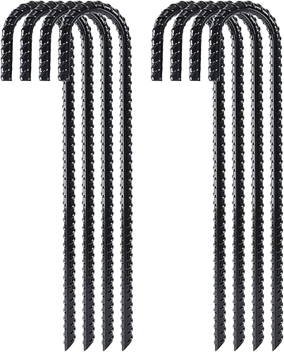 FEED GARDEN Paquete de 8 estacas de barra de refuerzo de 12 pulgadas, gancho en J resistente, estacas galvanizadas para tienda de campaña, anclajes