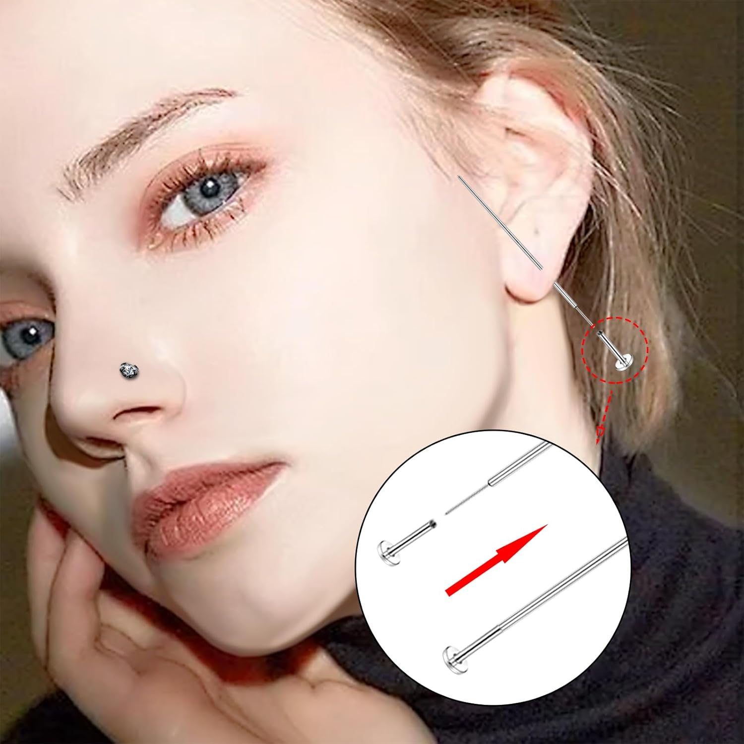 19pcs Nose Rings Studs, 20/18G 316L Surgical Stainless Steel Lip Rings Labret Jewelry Cartilage Tragus Helix Earrings Monroe Medusa Piercing Jewelry for Women Men - Image 4