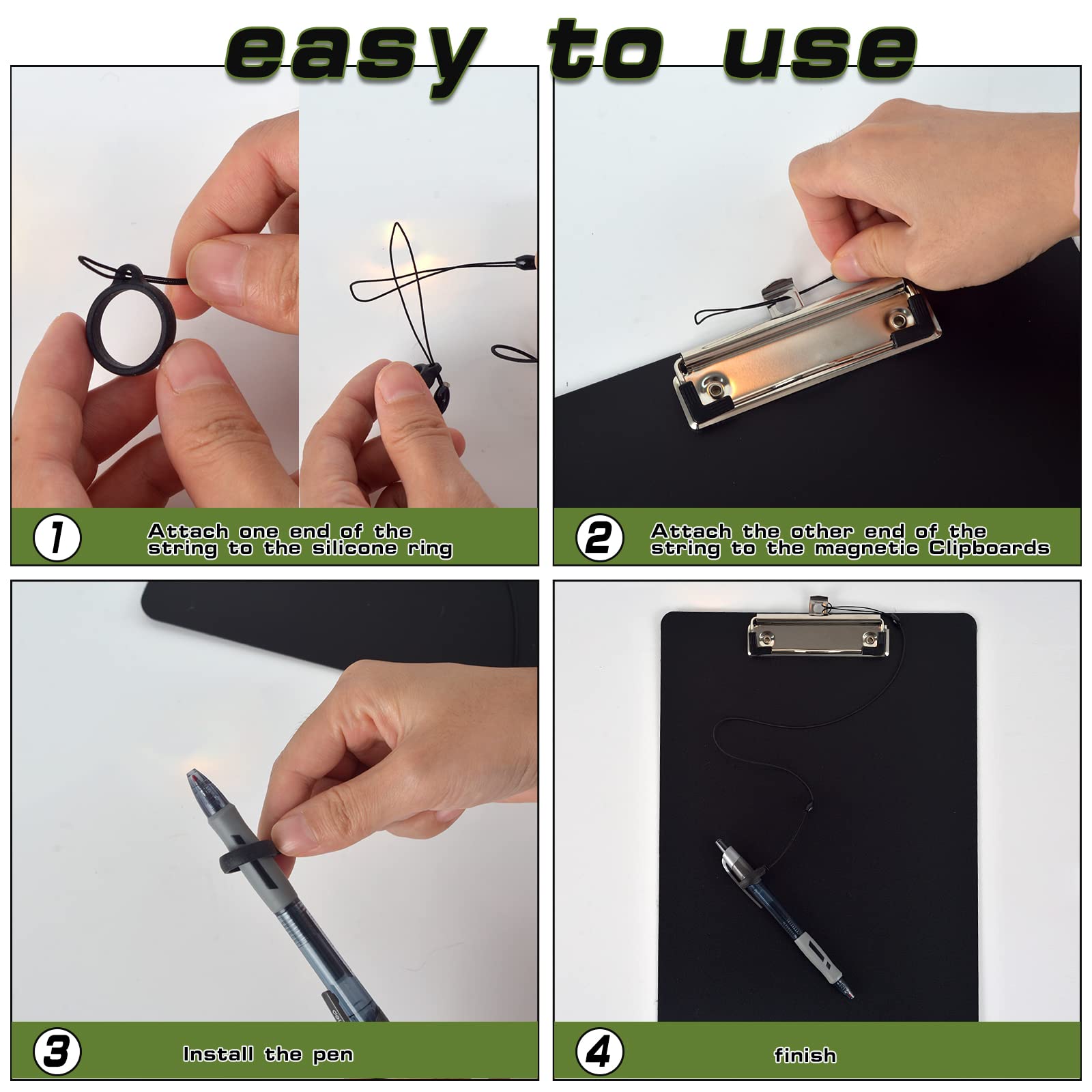 2 Paquete De Portapapeles Magnéticos Con Bolígrafo Adjunto