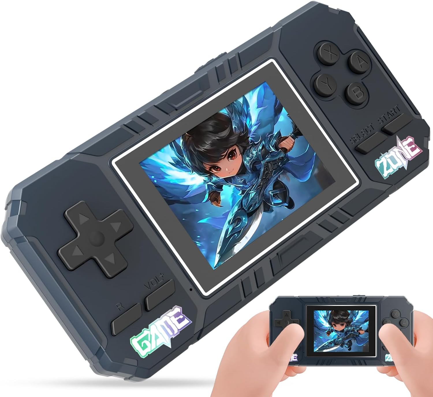 JKV Handheld Game Consoles - 520 Retro Classic Video Games, 1020mAh Rechargeable Battery 2.8" HD Screen, Portable Travel Games Mini Arcade Pocket Player, Support TV, Present for Kids & Adults (Blue)