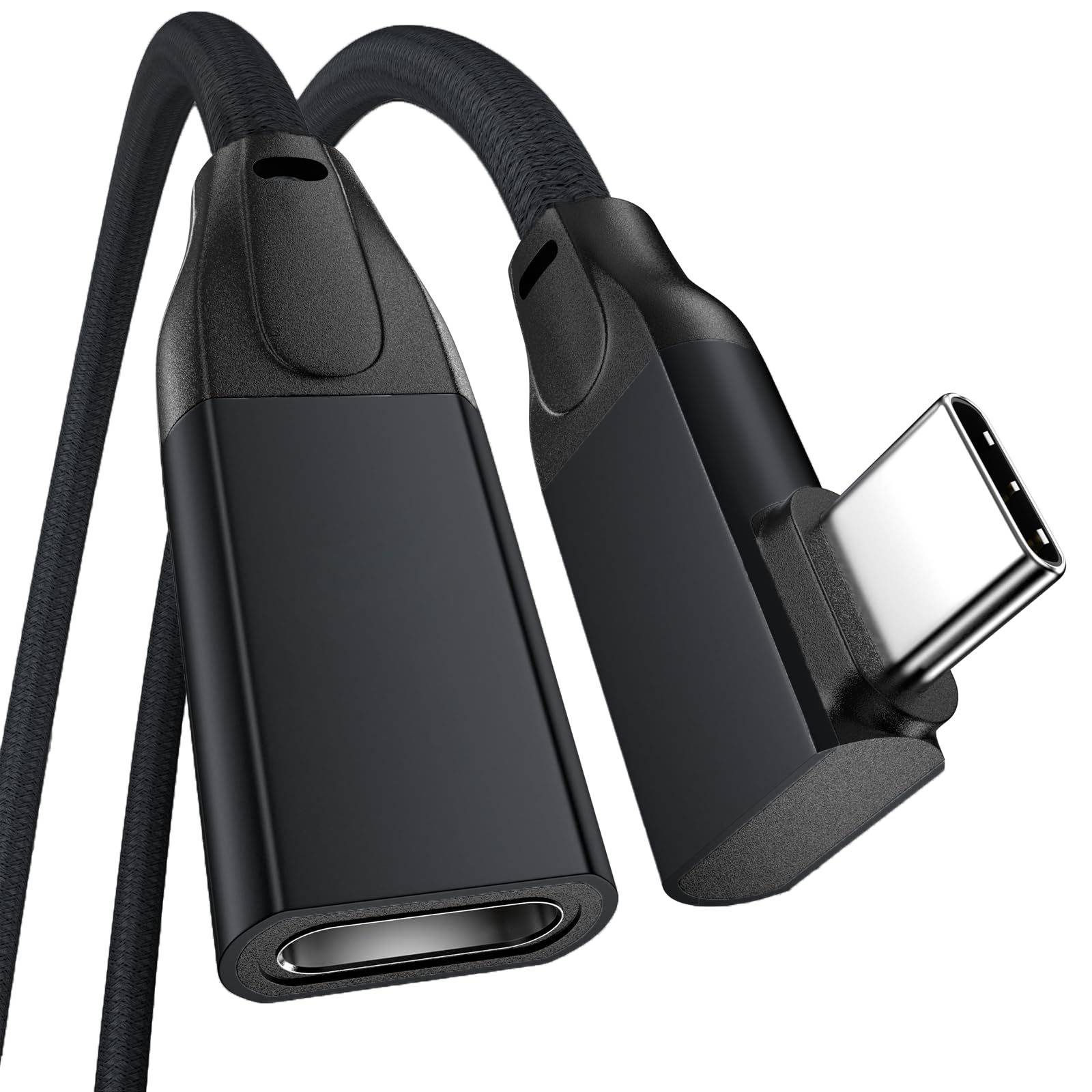 UseBean240W USB C Extension Cable 6ft, Right Angle USB C 3.1 Male to Female Cable, 4K Video 10Gbps PD Fast Charging, Type C Extender, for PSVR2/USBC Hub/MacBook/iPad/iPhone15/Magsafe Charger