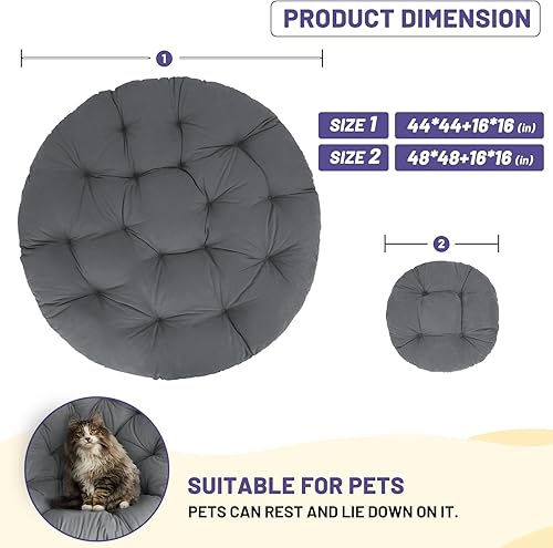 Miniatura 5 de Papasan - Cojín para silla, cojín Papasan para exteriores con lazos (paquete de 2), solo cojín Papasan, se adapta a sillas Papasan de 44 o 48