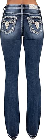 Sidefeel Woens Striped Bell Botto Jeans Raw He Flared Deni Pants US6 Brown, 6