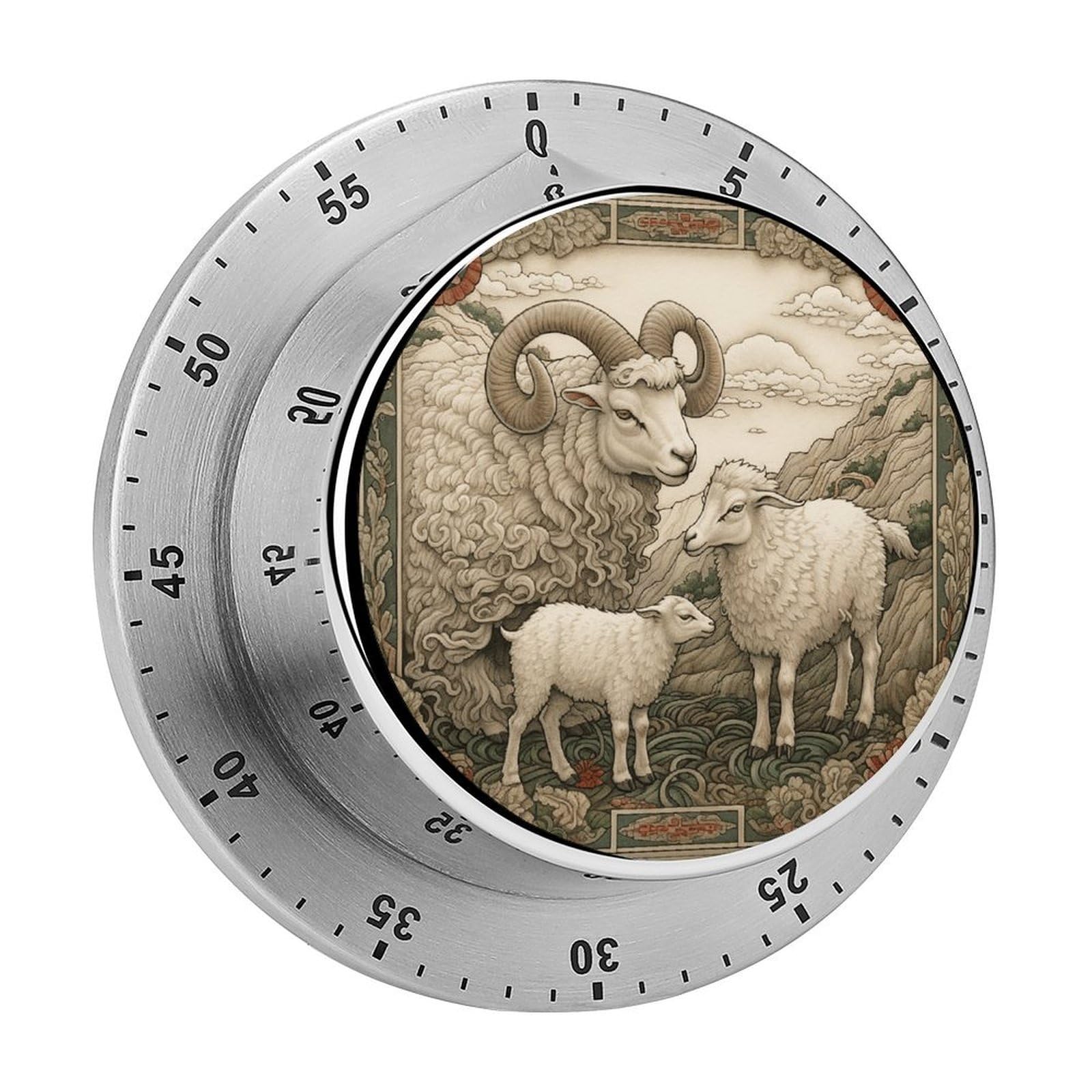 Adfgyerh Style Sheep Pattern Timer For Cooking, Kitchen Timer Magnetic No Batteries Required, Mechanical Timer With Loud Alarm, For Fitness Baking Exercise Oven