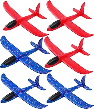 6 Pack Foam Airplanes Toys, 17.5 Inch Large Glider Airplanes | Airplane Toys with 2 Flight Mode, Flying Styrofoam Plane for Kids Toddler, Outdoor Sport, Birthday Party Favors