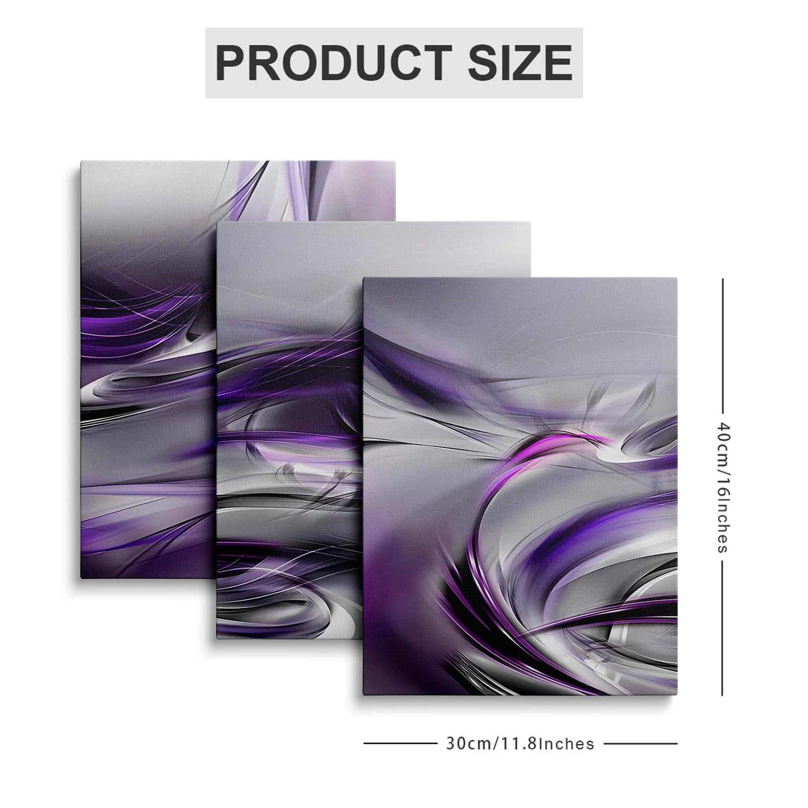 prinfantasy Abstract Wall Art Purple Artwork, Canvas Modern Room Decor Pictures Prints Posters YH1009, H0109, 16 x 12 inch - Image 2