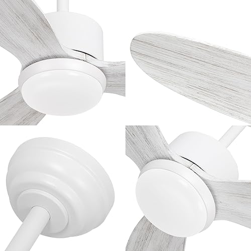 Miniatura 6 de Ventilador de techo de 52 pulgadas con luz y control remoto, motor de CC, hoja de madera, 6 niveles de velocidad, brillo regulable, función de