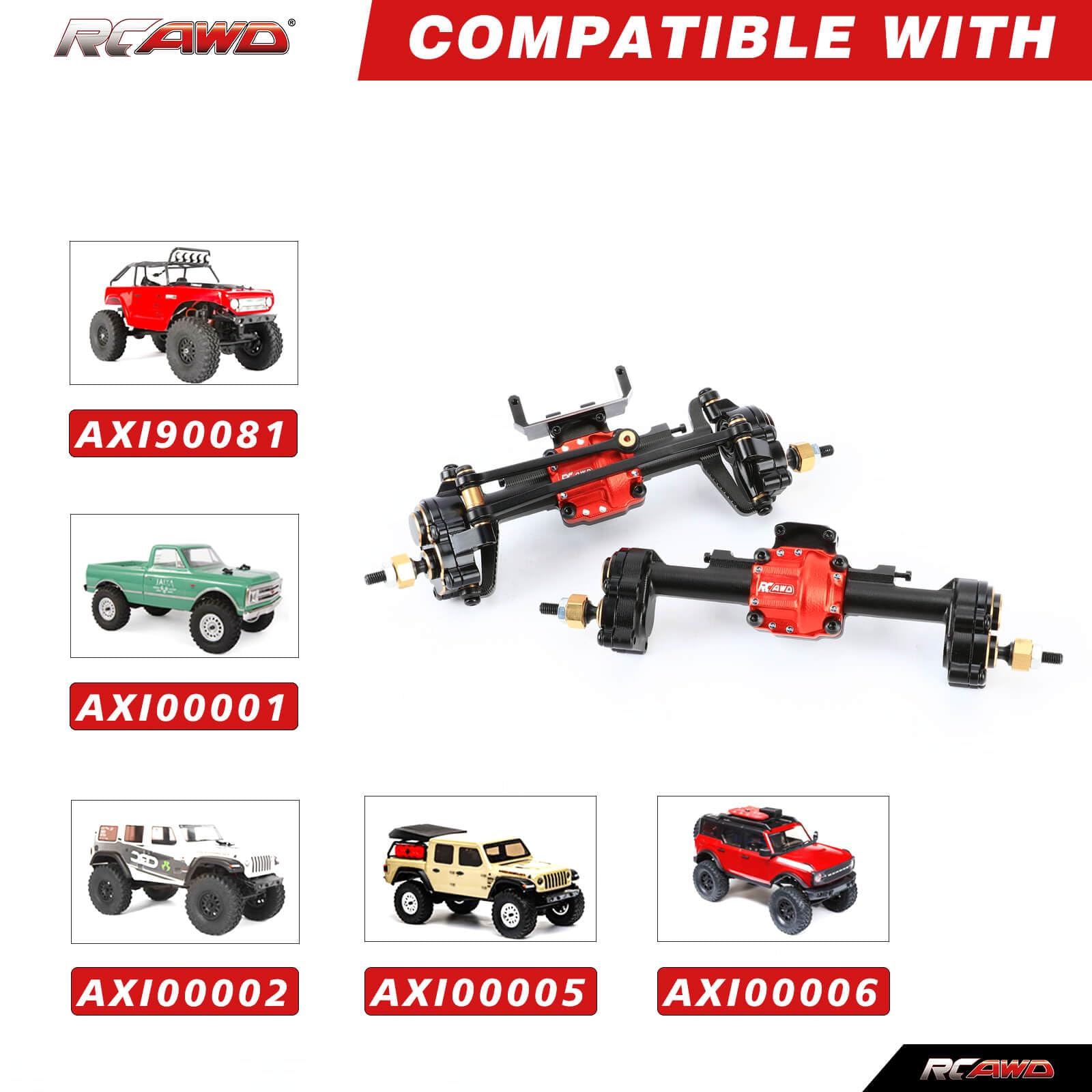 RCAWD Alum Diff Locker Portal Axle & Differential for Axial 1/24 SCX24 Series Upgrades Part Black
