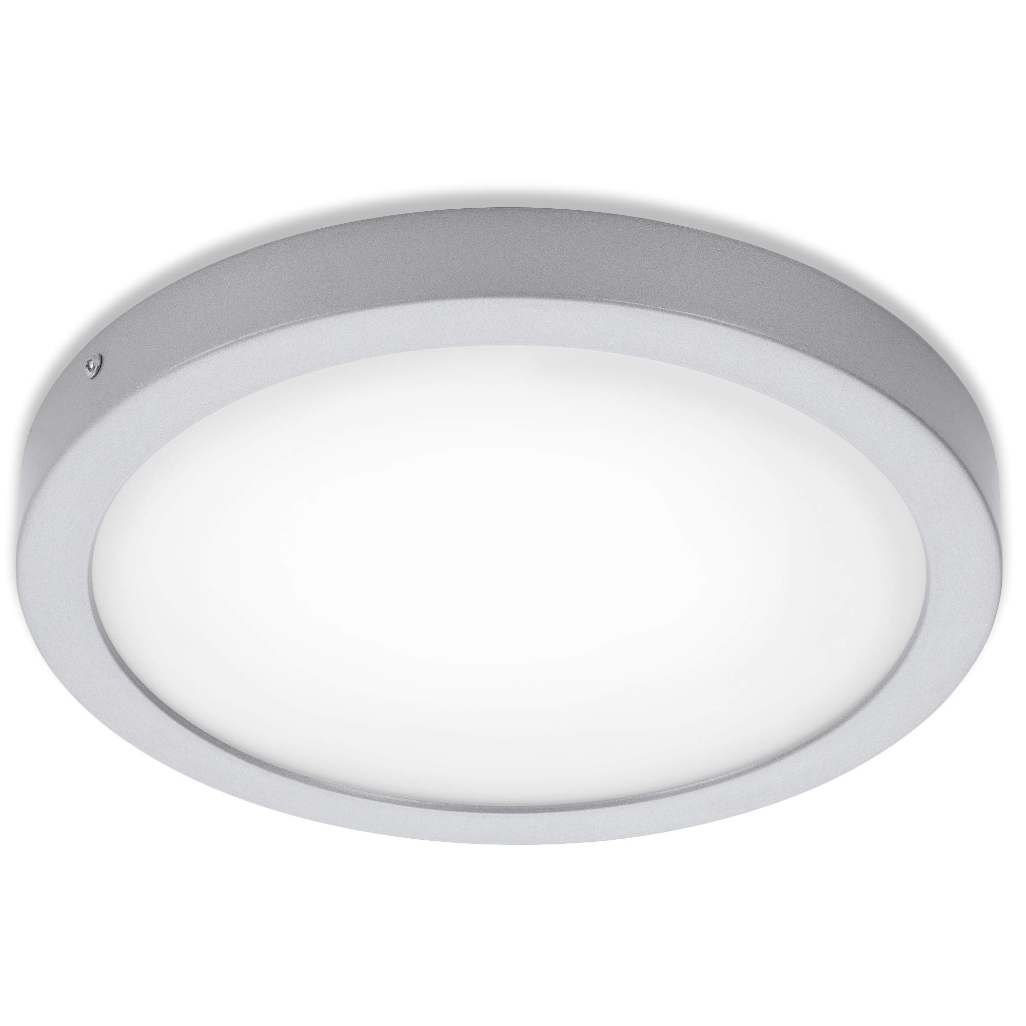 BRILONER Leuchten - LED surface-mounted light, ceiling light, overhead light, 21 watts, 2,000 lumens, 3,000 Kelvins, round, chrome-matte, 300 x 32mm (DxH)
