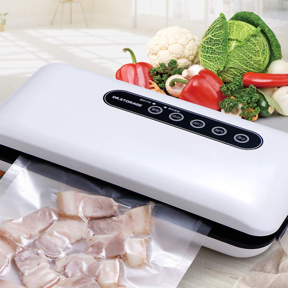 220V Hogar Selladora Al Vacío Máquina Empaquetado De Alimentos Sous Vide Embalaje Cocina Almacenamiento
