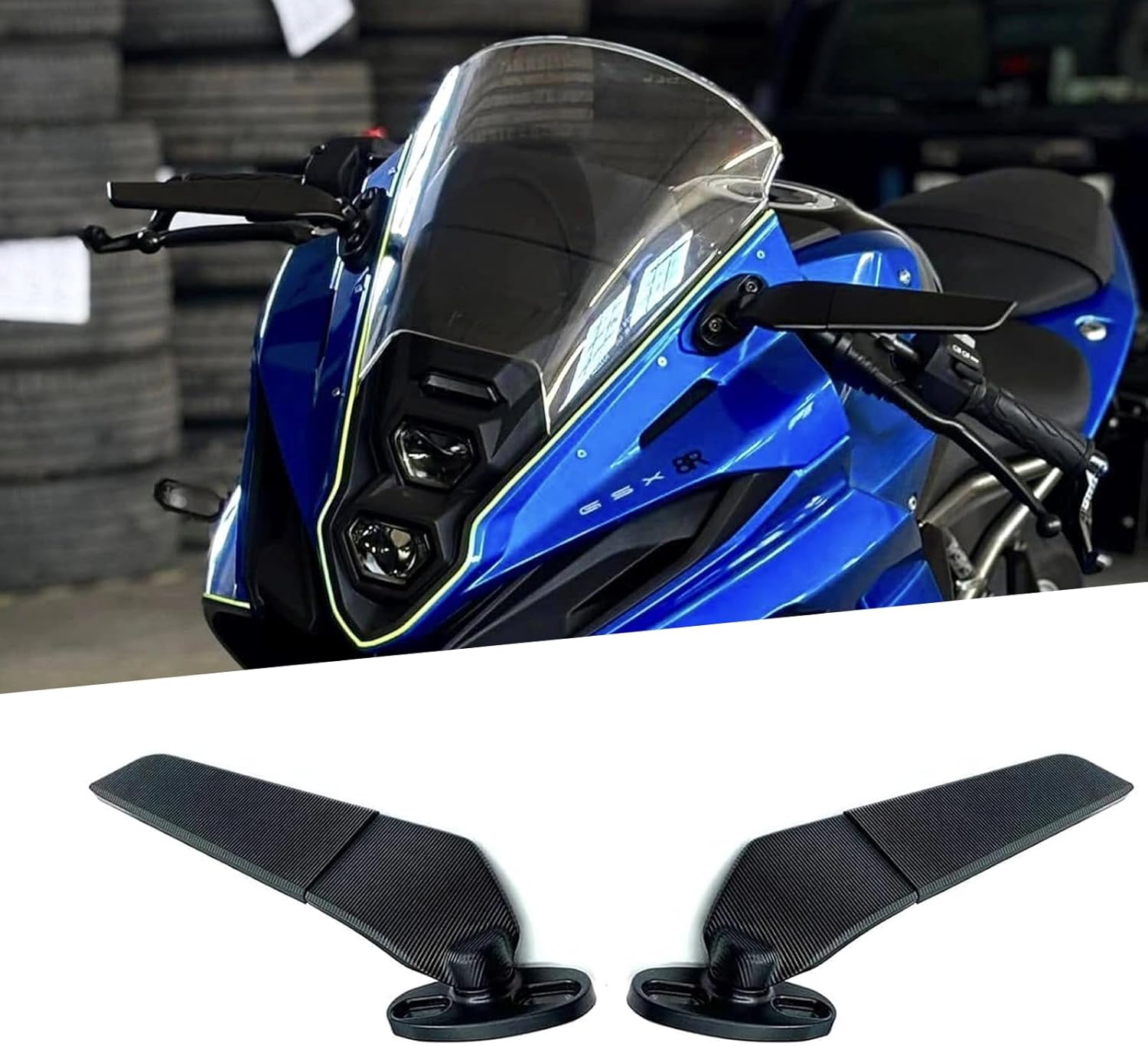 FOR GSX-8R gsx8r 2024 2025 new black motorcycle rearview mirror modified wind wing adjustable rotating rearview mirror gsx8r accessories