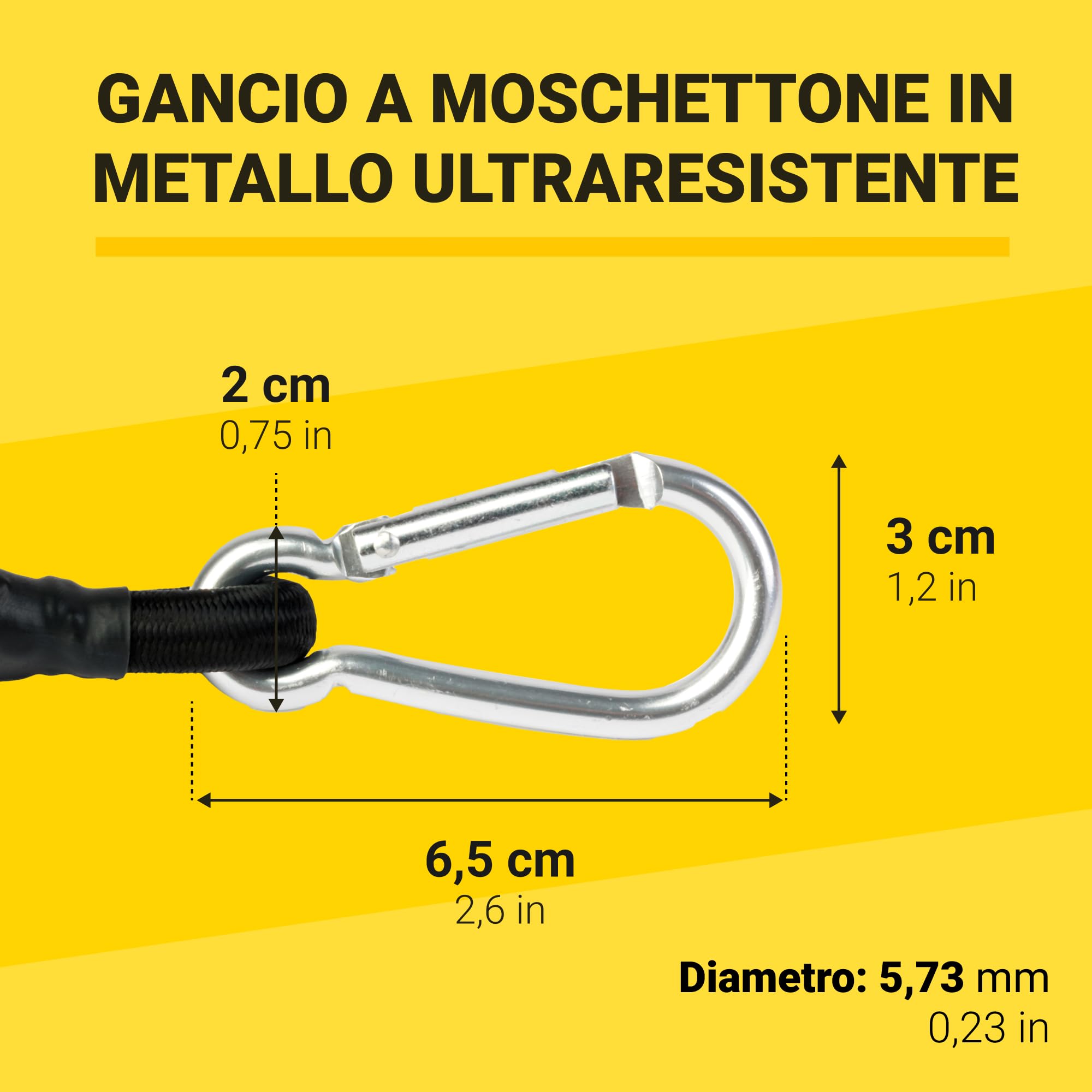 Set 8 Corde Elastiche PRETEX Con Ganci - 3 Misure Per Teloni, Auto E Bici, Multicolore