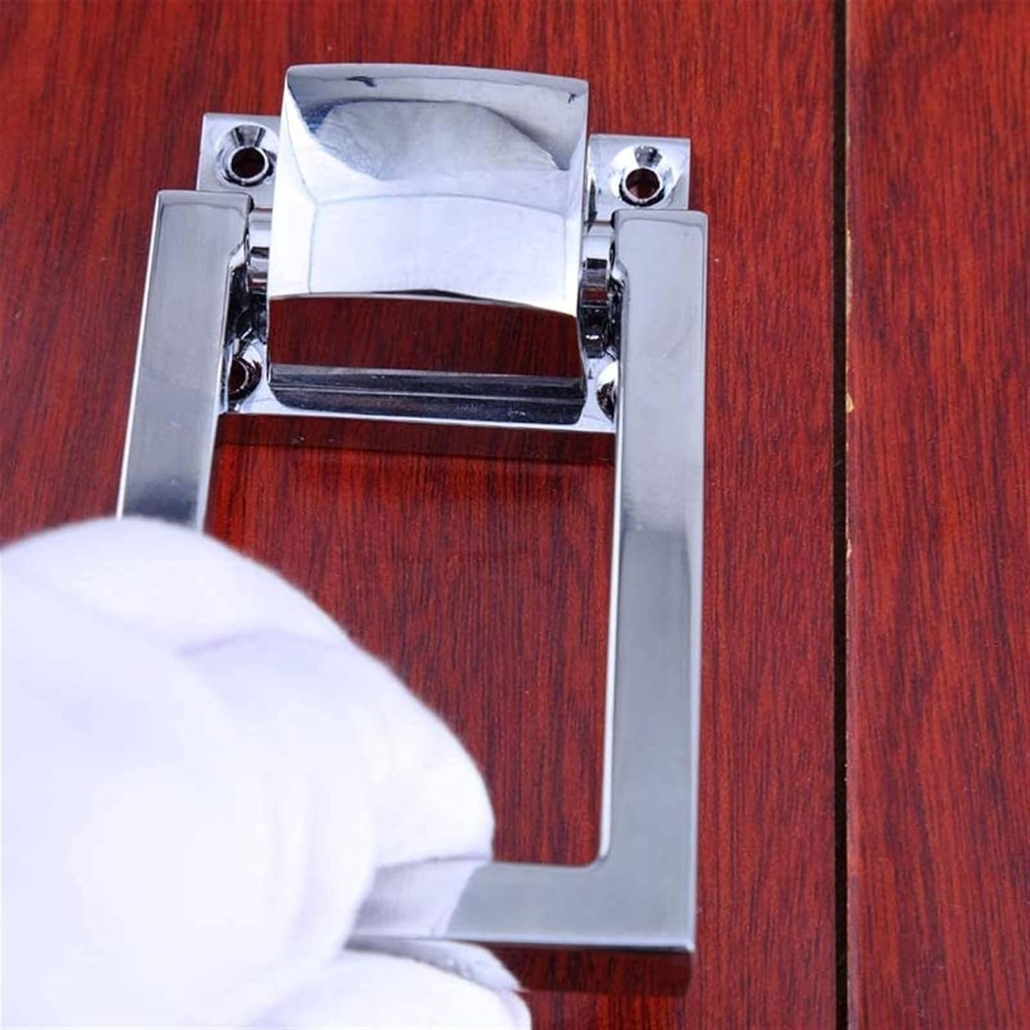 1pc Door Knockers,4 Pieces Modern Simple Unfold Install Drop Rings Silver Wooden Chair/Sofa Back Pulls Knobs Chrome Wooden Door Knocker Handles Square Door Knocker