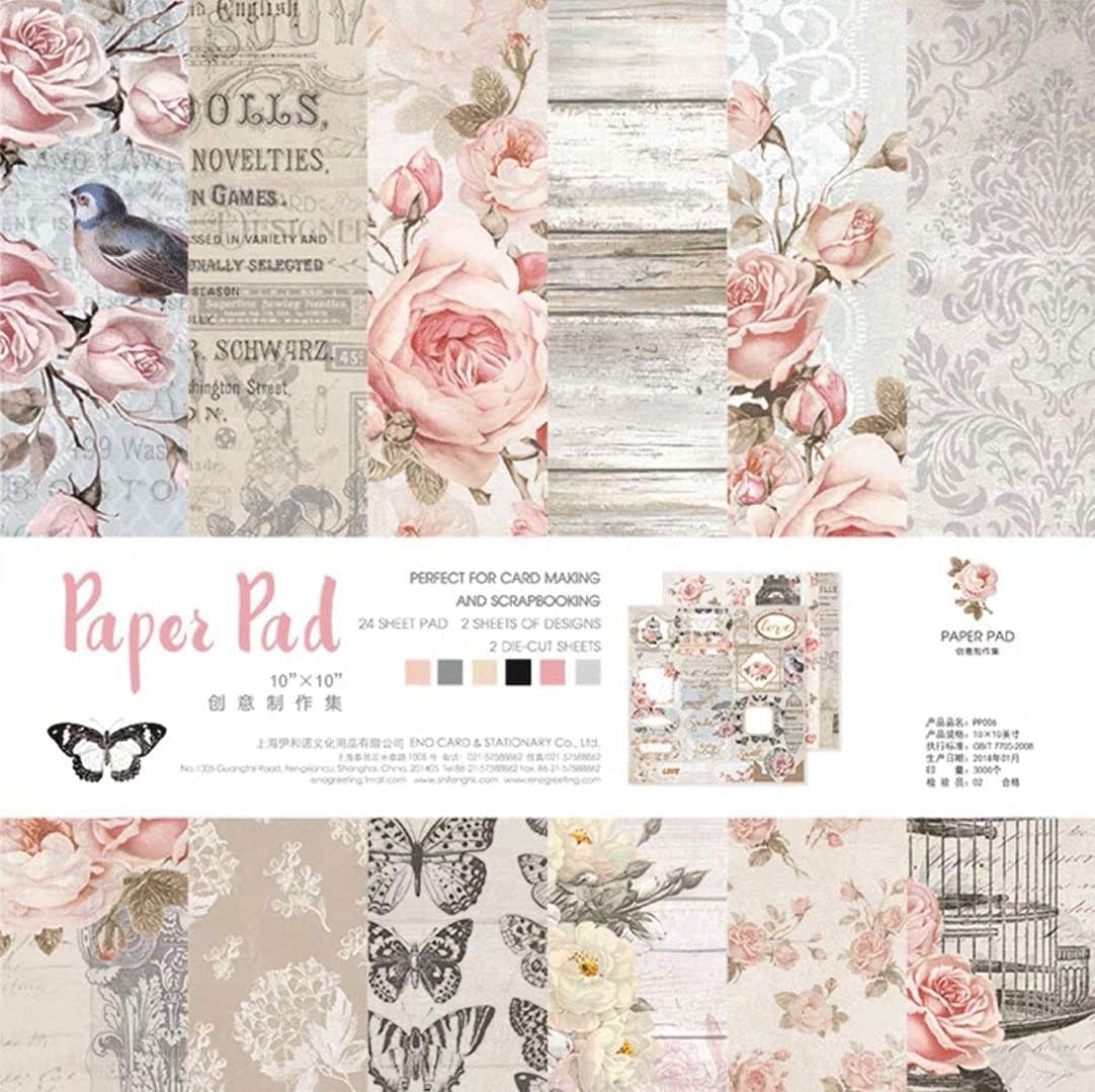 Buy Huralona Vintage Scrapbooking Paper Pad 10”x10” 26 Sheets
