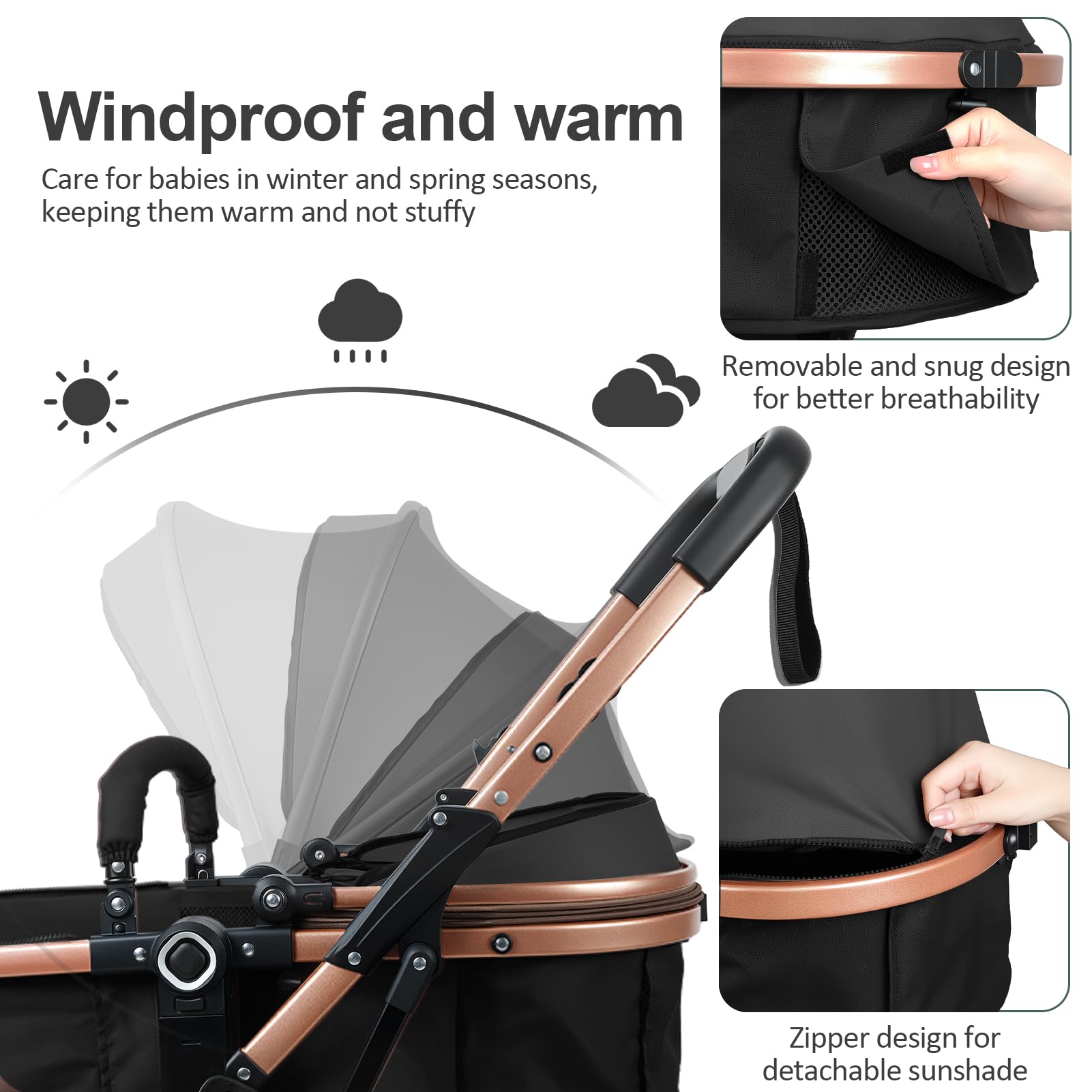 Poussette Nouveau né 2 en 1 avec, Couffin Réversible, Pliable, 0-36 Mois | siège réversible, 3 positions inclinables, pliable une main, harnais 5 points, UPF, amortisseurs, 40kg, Siège Hauteur 50cm