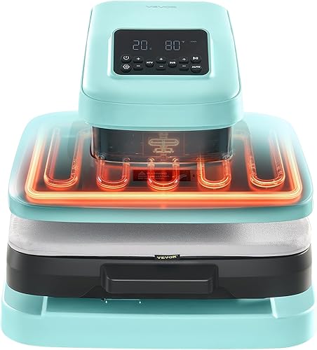 Miniatura 12 de VEVOR Máquina automática de prensa de calor, 15 x 15 pulgadas, máquina de prensa de camisetas con liberación automática y presión ajustable,