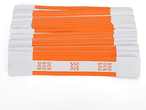 Miniatura 3 de Correas de moneda autosellantes - Paquete de 100 bandas naranjas para billetes de $50 - Organiza y transporta tu dinero en efectivo de forma segura