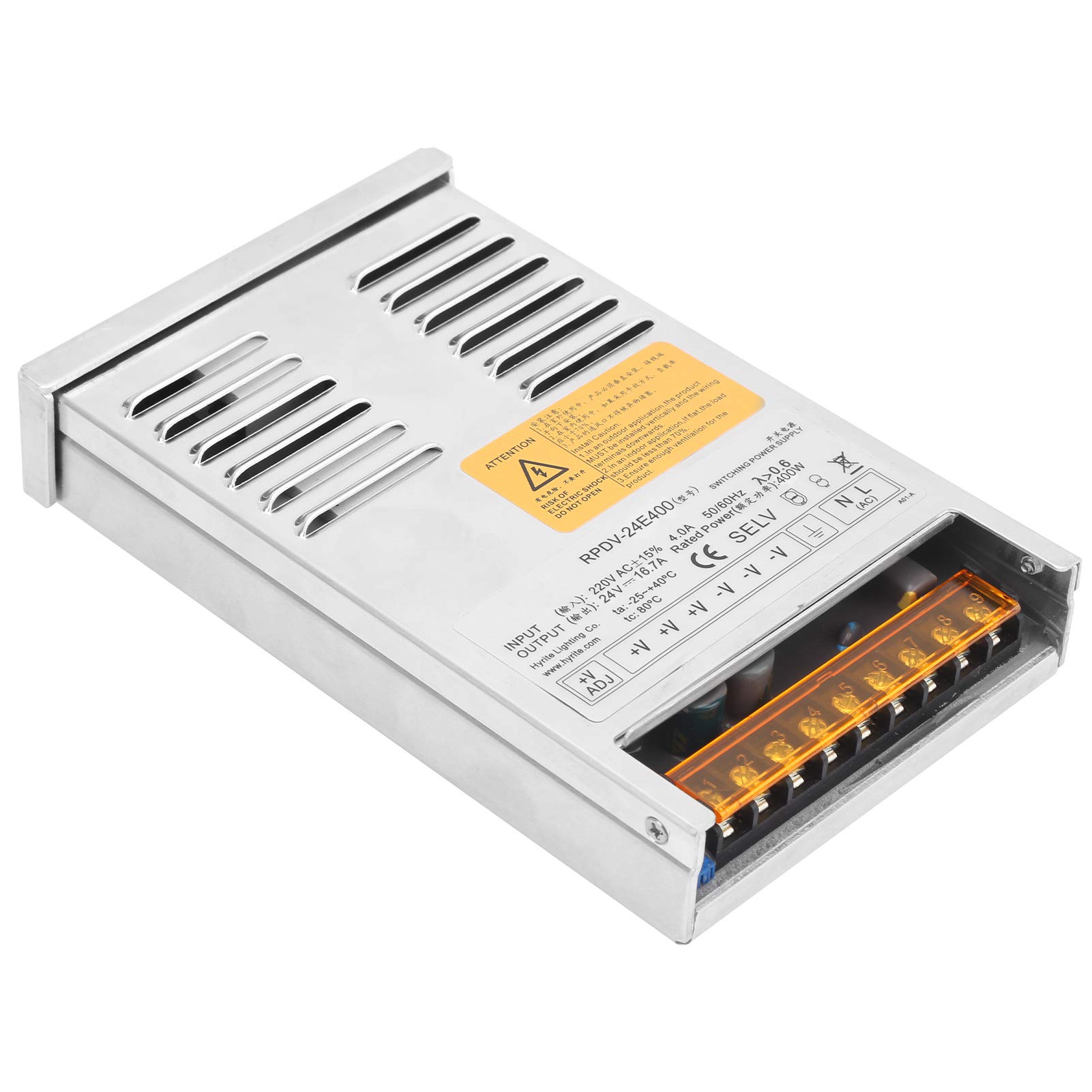 Fuente de Alimentación Conmutada LED, Interruptor de Iluminación Exterior de Refrigeración Eficiente para Ingeniería a Prueba de Lluvia (RPDV-24E400 24V)
