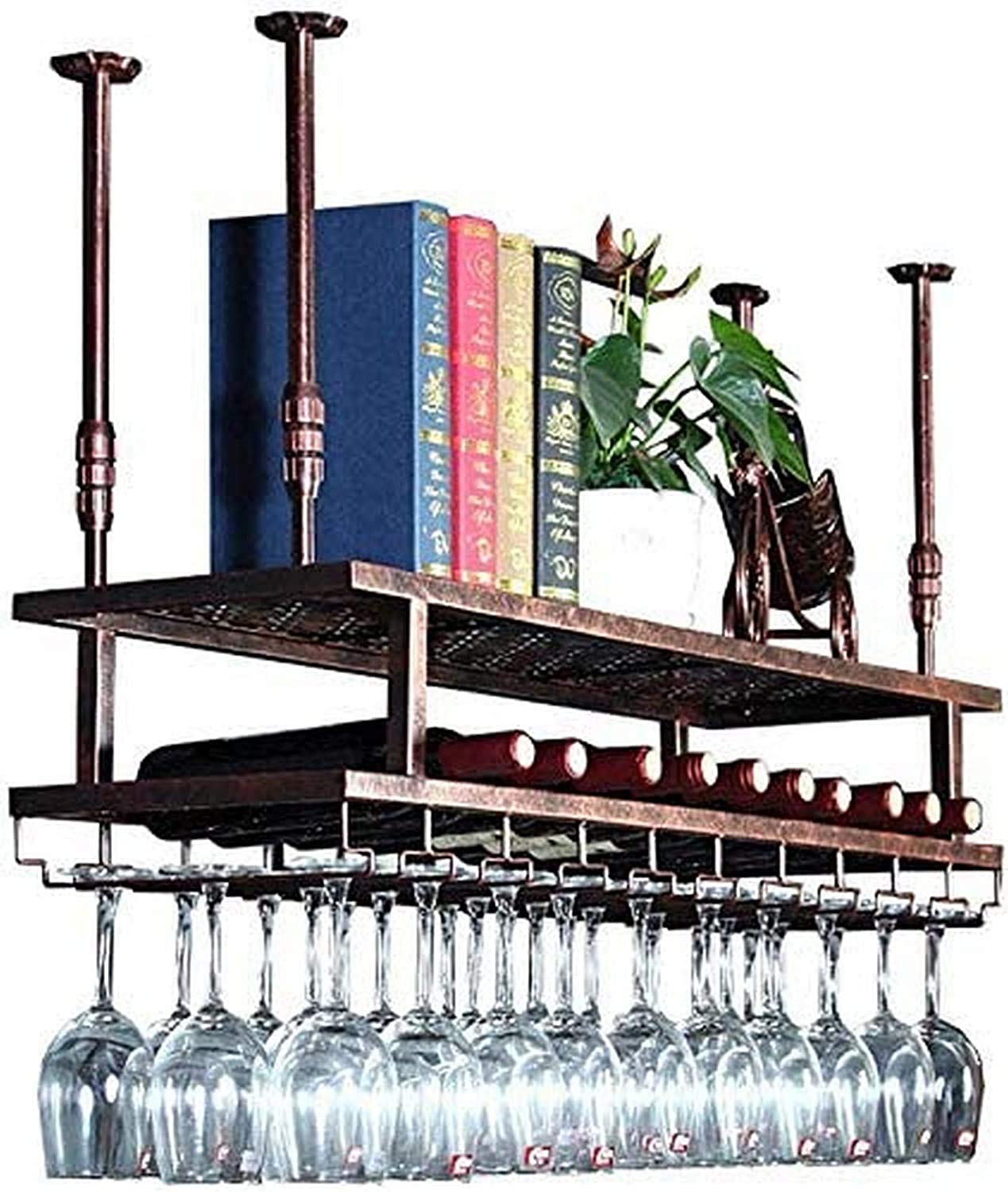 Support de rangement pour vin rustique mural en métal noir pour bouteille et verre à pied