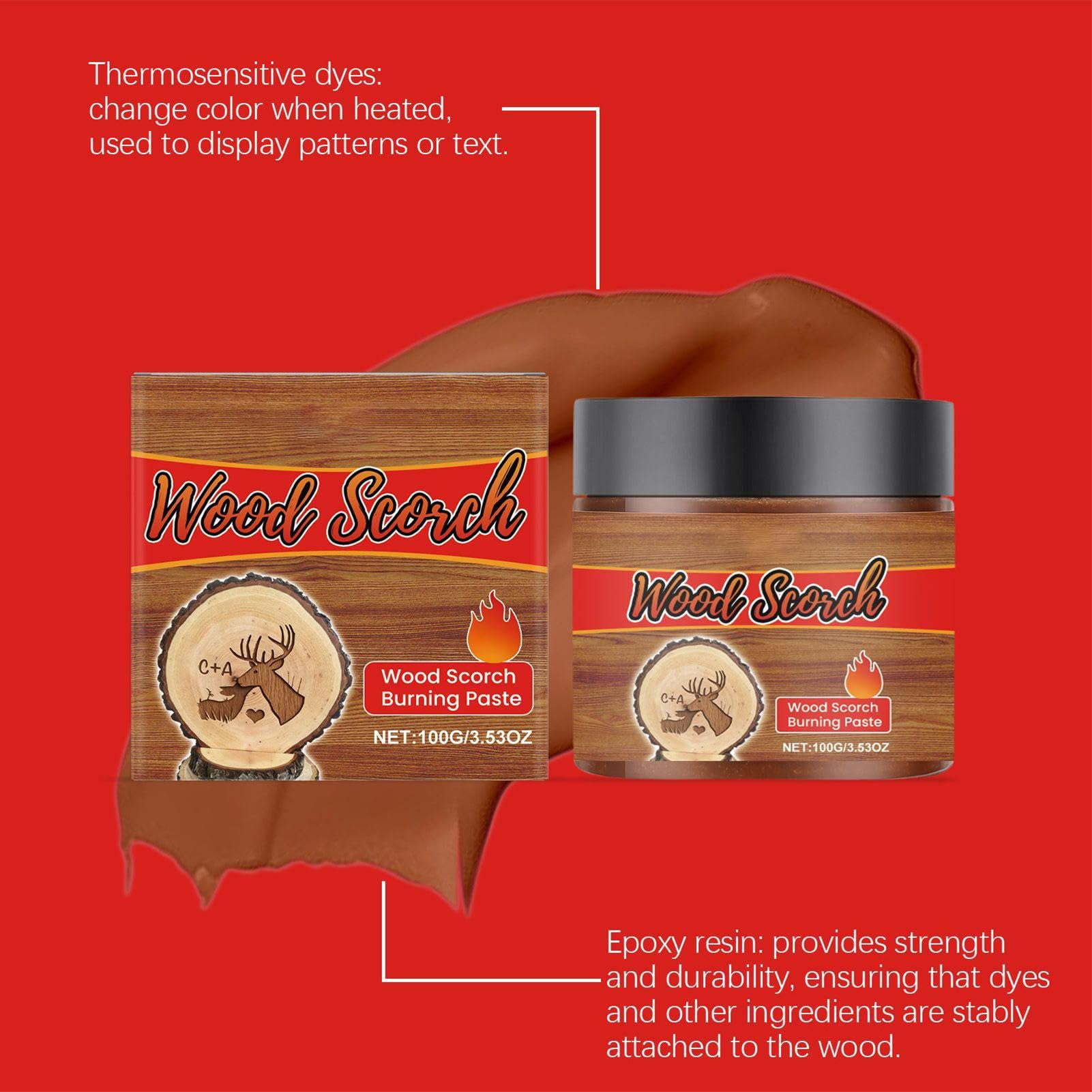 Pintura para quemar madera, gel de manualidades de precisión de 100 g, pasta de quemador de madera para marca de mesa, grabado, principiantes, adultos, proyectos de creación de arte de bricolaje
