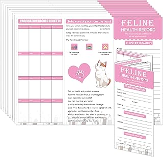 25 Pack Puppy Record Cards 8.3 x 11 Inch Dog Canine Health Record Books Dog Health Records and Recommendations Puppy Record Booklets Canine Health Record for Medical Grooming Pet Care (cat)