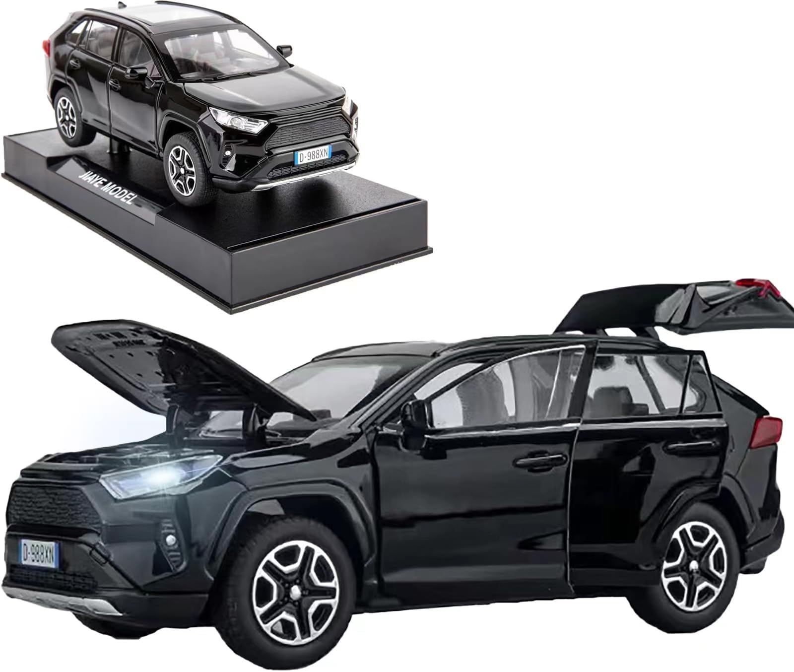 Model Car Compatible for 1/32 RAV4 Toy Car Alloy Diecast Collectible Model with Light and Sound Toy Vehicle for Boys Kids Toddler Gift Black car