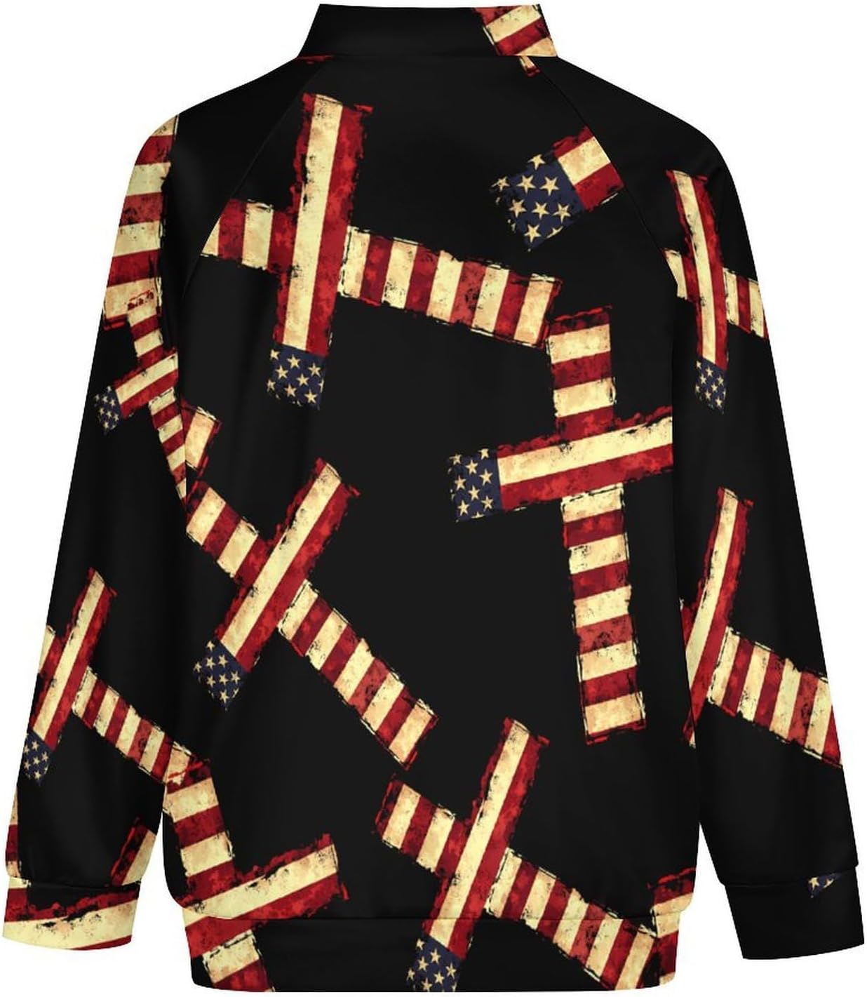 U.S Flag Crosss Men's Zip Up Sweatshirt Casual Sweater Jackets Long Sleeve Tops Lightweight Coat