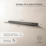 MILUKA Etagere Murale Noire | Tablette Murale Flottante 70 cm | Étagère Metallique pour Cadres, Photo, Objet et Deco Murale pour Salon, Cuisine, Entrée, Chambre, Salle de Bain, Bureau | Etagere Noire - 3