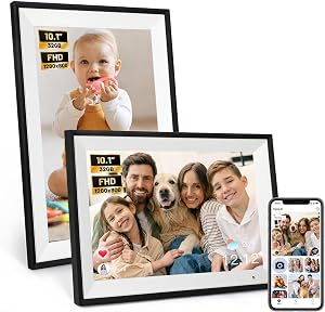 Anna Bella Digital Photo Frame 10.1 Inch with 1280x800 HD IPS Touch Screen, 32GB WiFi Digital Picture Frame with App Sharing, Auto-Rotate Photo Frame with Sleep Mode, Gift for Parents, Friends