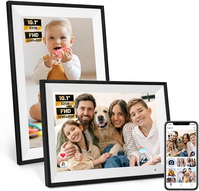 Anna Bella Digital Photo Frame 10.1 Inch with 1280x800 HD IPS Touch Screen, 32GB WiFi Digital Picture Frame with App Sharing, Auto-Rotate Photo Frame with Sleep Mode, Gift for Parents, Friends