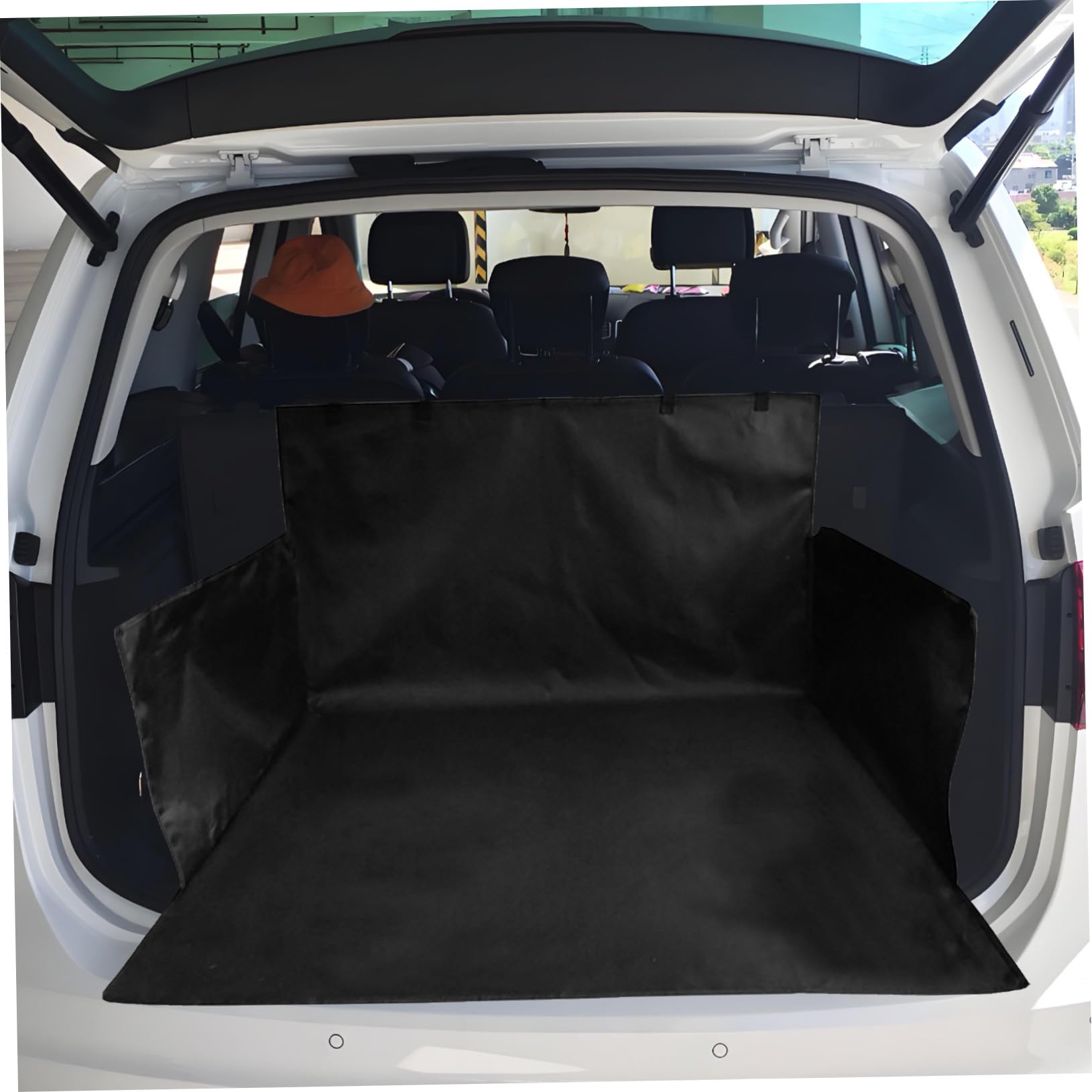SUV Kofferraumschutzmatte für Hunde, Faltbar, rutschfest, Schwarz | Cloth Ausführung, für Kofferraum, Tragbar und Platzsparend Zusammenlegbar, als Auto Zubehör