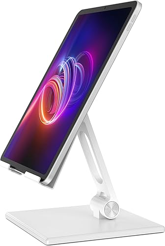 ALASHI Soporte para tablet para escritorio, soporte estable para tableta con base de metal pesado y gruesa para tableta grande, múltiples ángulos