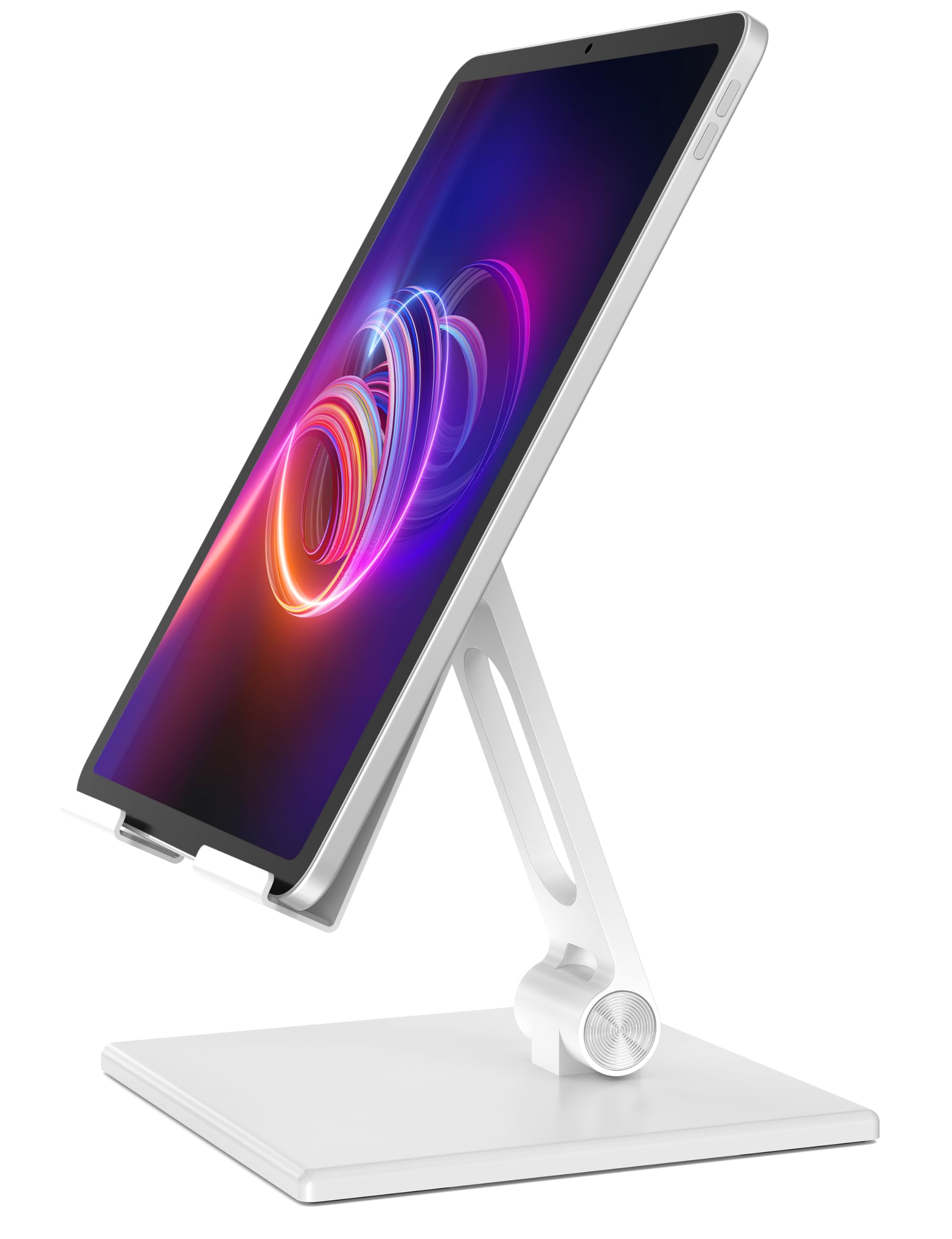 ALASHI Tablet Stand for Desk, Stable Tablet Holder with Heavy and Thickened Metal Base for Large Tablet Device, Multi-Angles Adjustable and Foldable, Universal Supports 4-13.3 Inches Tablet, Gold
