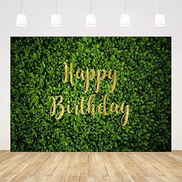 7x5ft Grass Wall Backdrop Happy Birthday Party Decorations Natural Rustic Green Lawn Leaves Photography Background Cake Table Decors Photo Studio Supplies