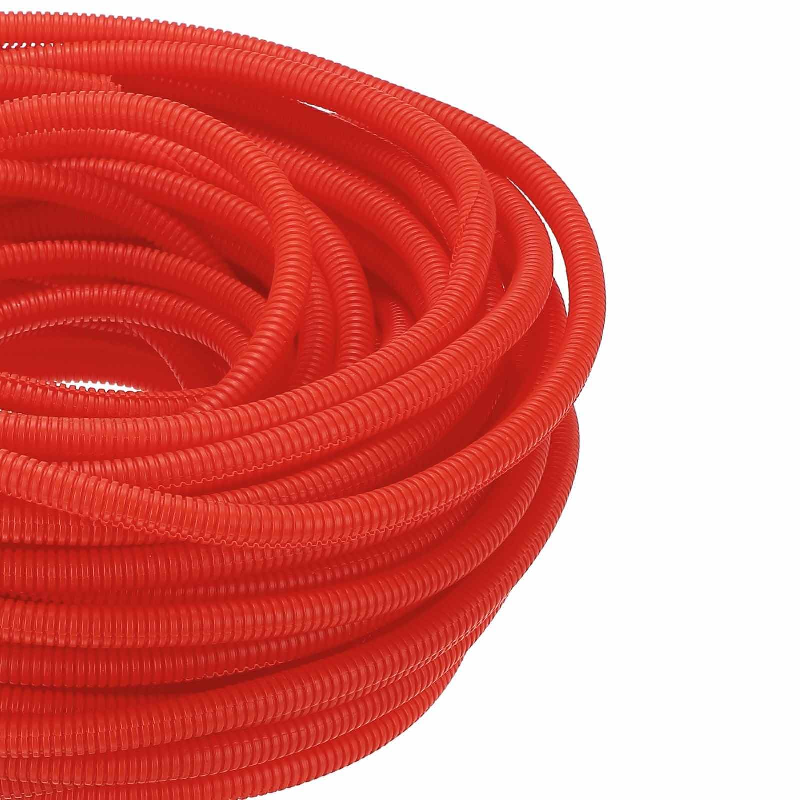 DMiotech 100ft Wire Loom Split Tubing 3/8 Inch, Cord Protectors from Pet Flexible Conduit Cable Management for Office Home Garden, Red