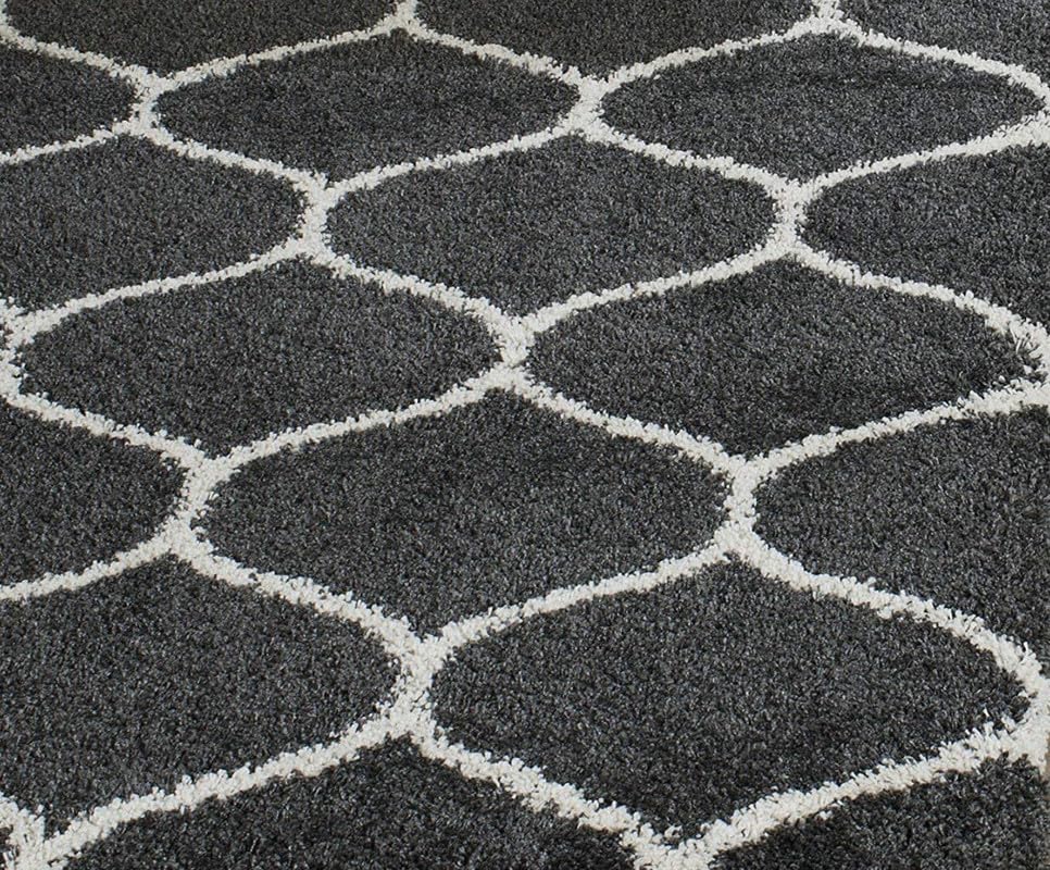 Image of TRANQUIL Polyester Fluffy Fur Rug Shaggy Modern Carpet for Living Room, Bedroom, Guest Room, Kids Room (6x9 Feet, Grey Ivory)