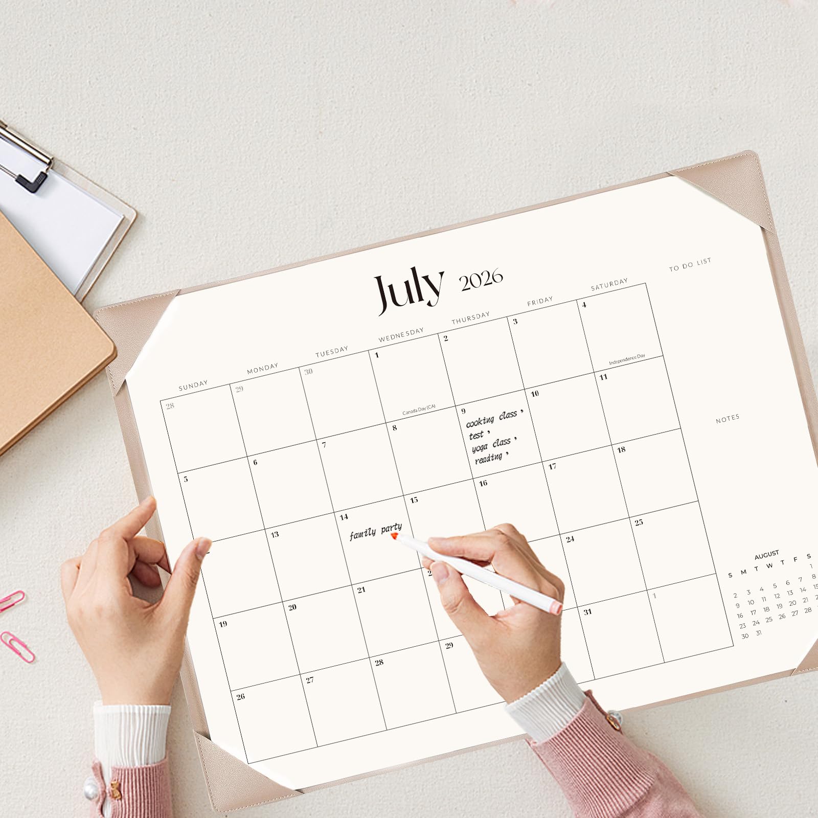 Schreibtischkalender 2025–2026 mit Schreibtischunterlage – 55,9 x 43,2 cm, große Schreibtischunterlage, Kalender von September 2025 bis Dezember 2026, Monatskalender für Zuhause, Büro