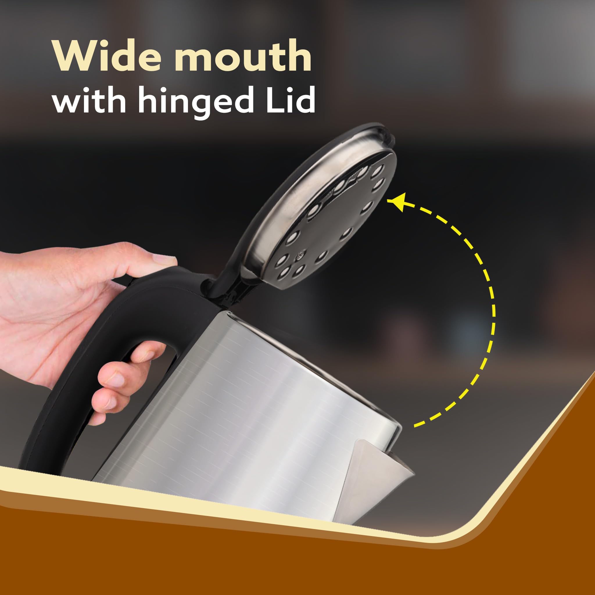 AGARO Sonnet Electric Kettle, 1.5L, 1500W, Stainless Steel Body, Quick Boil, Water Boiler, Hot Water Kettle , For Making Black Tea & Black Coffee, Instant Noodles, Auto Shut Off, Cool Touch Handle 4