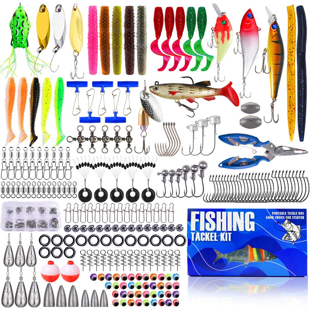 NEWFUN Esche da Pesca, Kit Pesca Mare, Set di Esche Artificiali per la Pesca Per Luccio, Persico, Trota, Sgombro, Merluzzo, Set di Accessori per la Pesca in Mare per Acqua Dolce e Salata