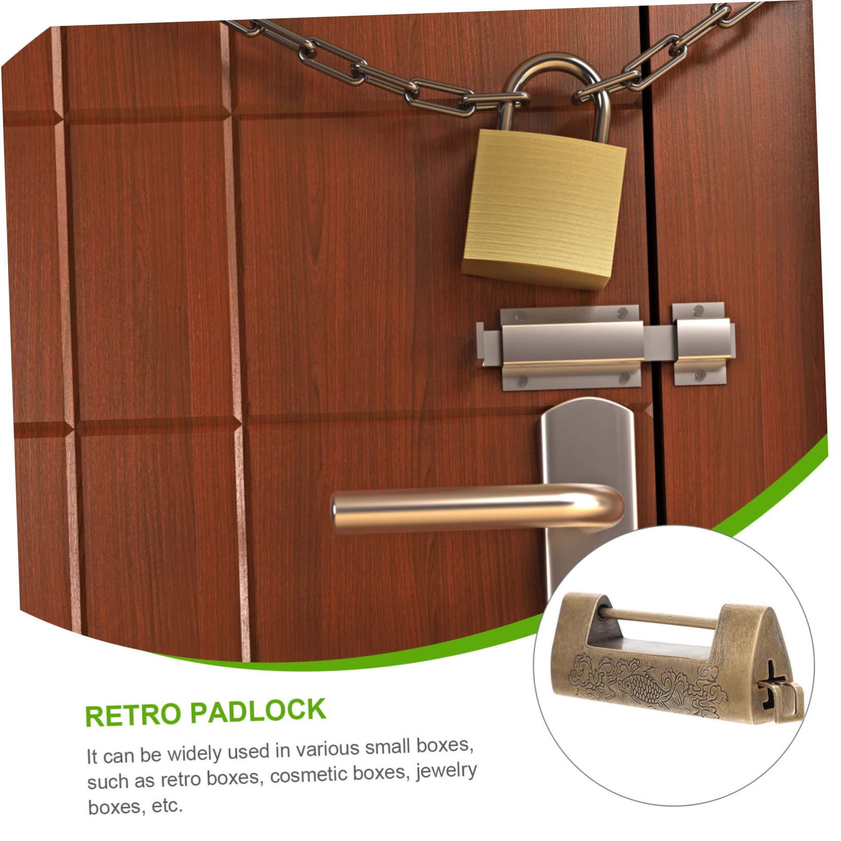 Hemobllo 3sätze Vintage Engraved Padlock Aus Antikes Holzbox-vorhängeschloss Retro-design Mit Traditionellen Chinesischen Mustern Für Schmuckschatullen