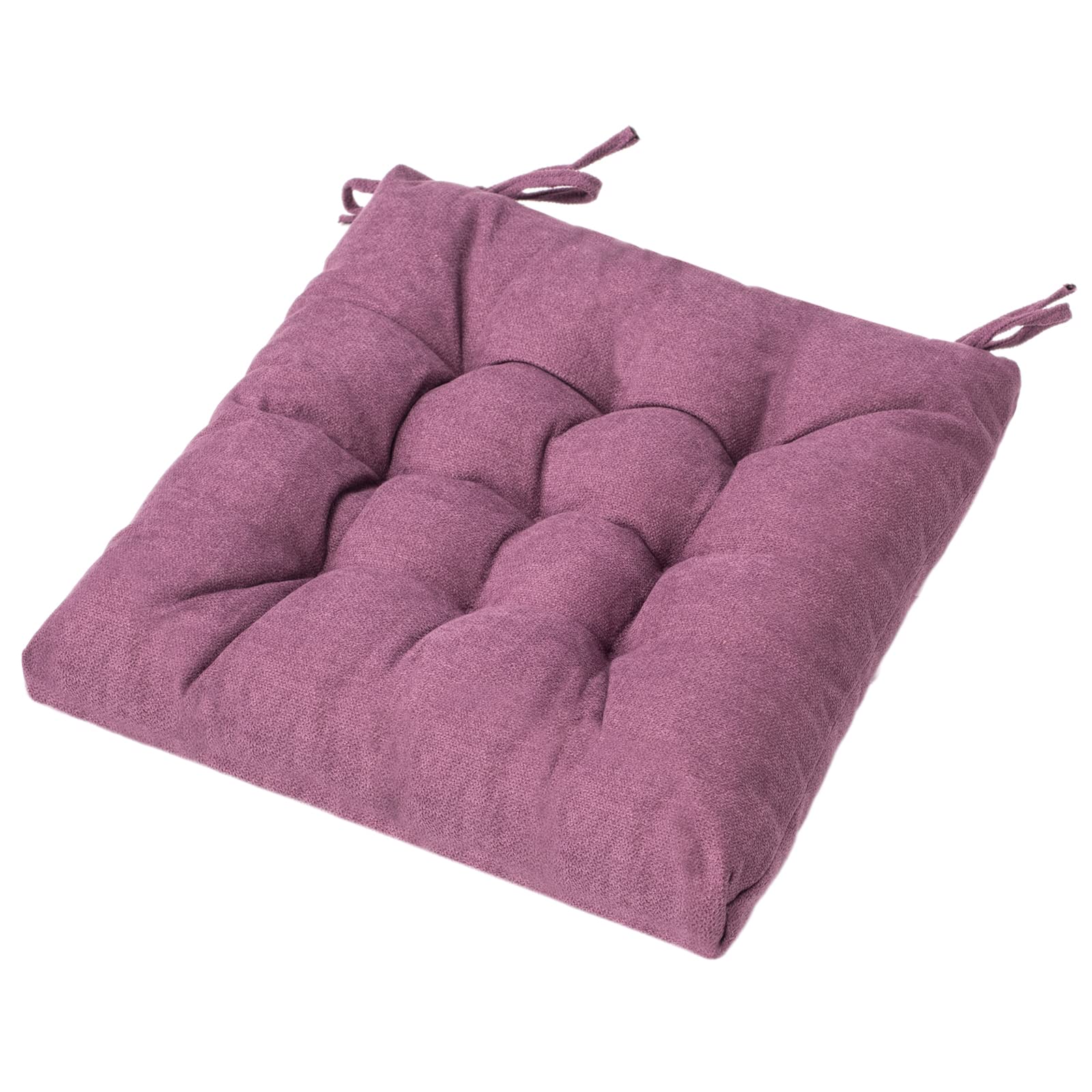 Lot de 4 coussins de chaise avec lacets - 40 x 40 x 5 cm - Pour intérieur et extérieur - Pour chaises de cuisine et de salle à manger - Violet foncé