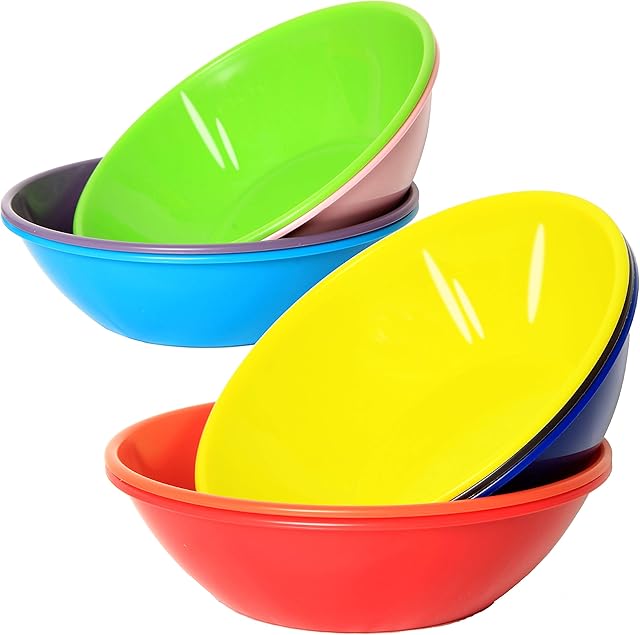 Youngever 9 Pack 850ML Re-usable Plastic Bowls, Large Cereal Bowls, Soup Bowls, Salad Bowls, Set of 9 in 9 Assorted Colors