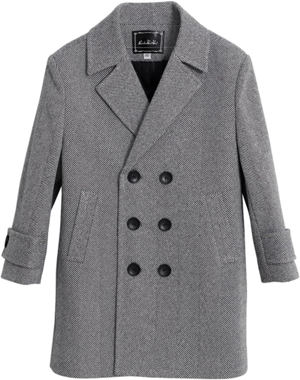 Elegant Notched Double Breasted Plaid Jacket Coat for Boys Spring Winter Thickened Outerwear Girls Clothes 11-12 Years 10-11 Kids Lightweight Coats 11-12years