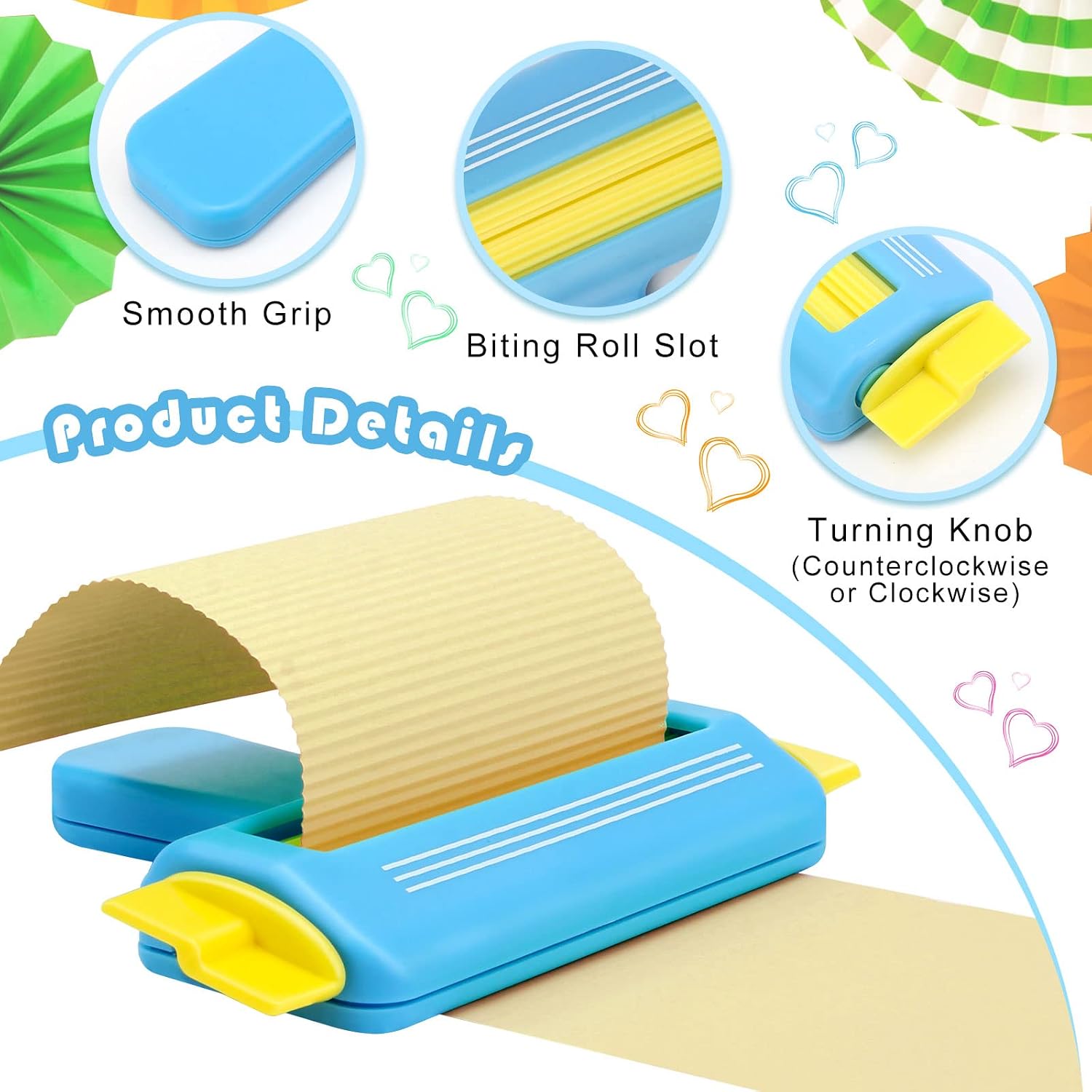 Paper Crimper for Crafts, AngleKai Craft Paper Crimper Tool for Making Wave Shaper, DIY Arts Crafts (Blue)