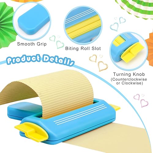 Miniatura 3 de Crimpadora de papel para manualidades, herramienta para hacer moldeador de ondas, manualidades de bricolaje (azul)