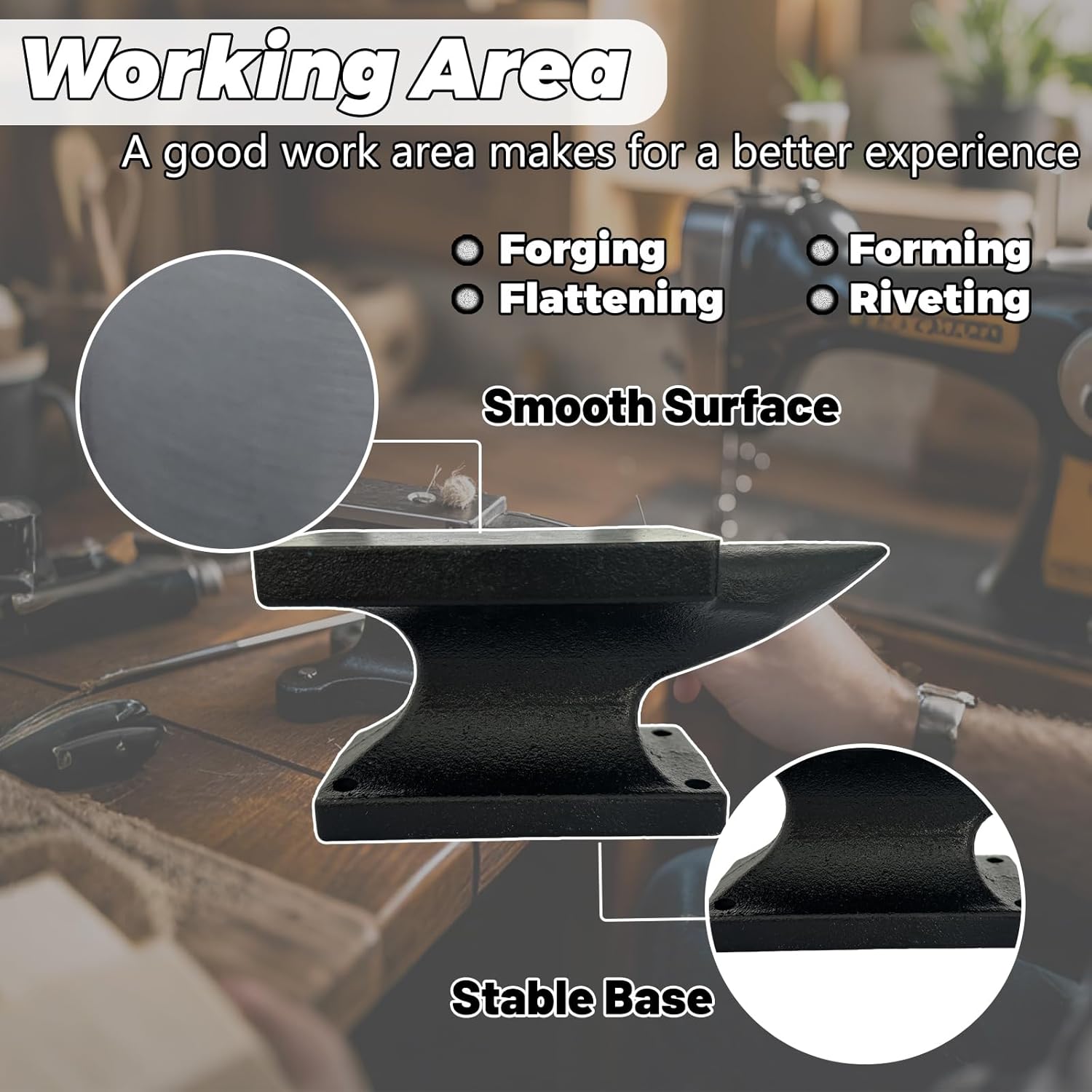 Mini Horn Anvil Set,3Lbs Forged Iron Anvil with Rubber Hammer for Jewelry Making,Blacksmith Forge Kit,Jewelry Hammer and Block Set,Bench Block Silversmithing Tools Designed